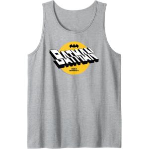 imageAmazon Essentials DC Comics Batman Circle 3D Shifted Logo Tank TopHeather Grey