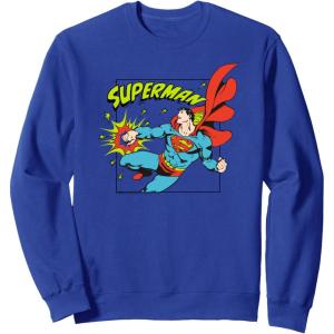 imageAmazon Essentials DC Comics Superman Action Punch Comic Square SweatshirtRoyal Blue