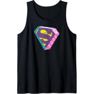 imageAmazon Essentials DC Comics Superman Bright Checkerboard 3D Logo Tank TopBlack
