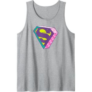 imageAmazon Essentials DC Comics Superman Bright Checkerboard 3D Logo Tank TopHeather Grey