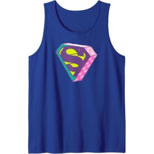 imageAmazon Essentials DC Comics Superman Bright Checkerboard 3D Logo Tank TopRoyal Blue