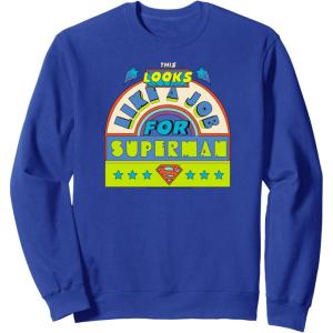 imageAmazon Essentials DC Comics This Looks Like a Job for Superman SweatshirtRoyal Blue