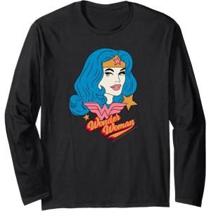 imageAmazon Essentials DC Comics Wonder Woman Comic Portrait Long Sleeve TShirtBlack