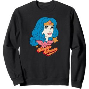 imageAmazon Essentials DC Comics Wonder Woman Comic Portrait SweatshirtBlack