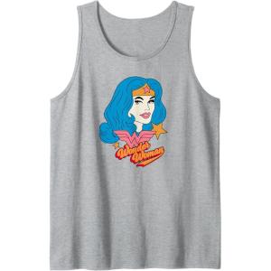 imageAmazon Essentials DC Comics Wonder Woman Comic Portrait Tank TopHeather Grey