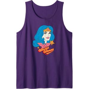 imageAmazon Essentials DC Comics Wonder Woman Comic Portrait Tank TopPurple