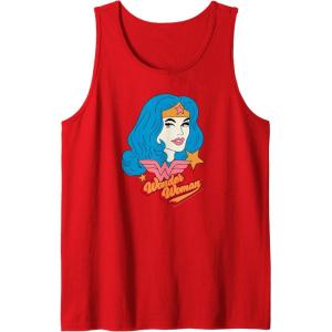 imageAmazon Essentials DC Comics Wonder Woman Comic Portrait Tank TopRed