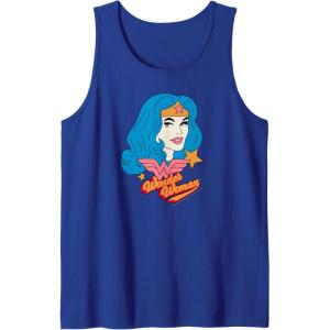 imageAmazon Essentials DC Comics Wonder Woman Comic Portrait Tank TopRoyal Blue