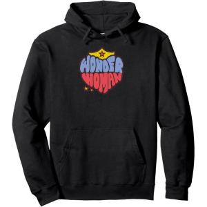 imageAmazon Essentials DC Comics Wonder Woman Heart Shaped Logo Pullover HoodieBlack