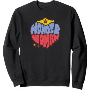 imageAmazon Essentials DC Comics Wonder Woman Heart Shaped Logo SweatshirtBlack