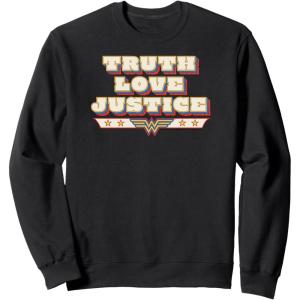 imageAmazon Essentials DC Comics Wonder Woman Truth Love Justice SweatshirtBlack