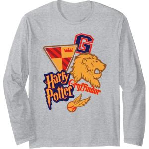 imageAmazon Essentials Harry Potter Gryffindor Collegiate Collage Long Sleeve TShirtHeather Grey