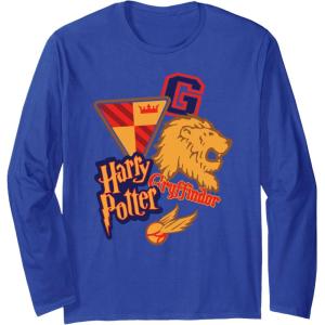 imageAmazon Essentials Harry Potter Gryffindor Collegiate Collage Long Sleeve TShirtRoyal Blue