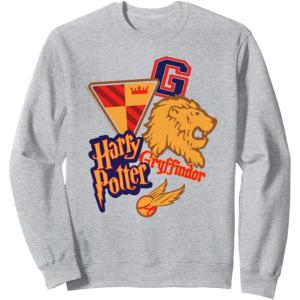 imageAmazon Essentials Harry Potter Gryffindor Collegiate Collage SweatshirtHeather Grey