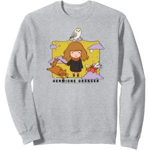 imageAmazon Essentials Harry Potter Hermione Granger Icons Cartoon Portrait SweatshirtHeather Grey