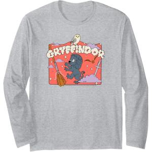 imageAmazon Essentials Harry Potter Hogwarts Gryffindor House Cartoon Scene Long Sleeve TShirtHeather Grey