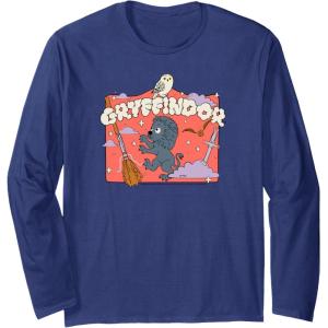 imageAmazon Essentials Harry Potter Hogwarts Gryffindor House Cartoon Scene Long Sleeve TShirtNavy Blue