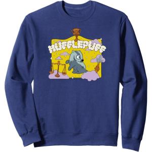 imageAmazon Essentials Harry Potter Hogwarts Hufflepuff House Cartoon Scene SweatshirtNavy Blue