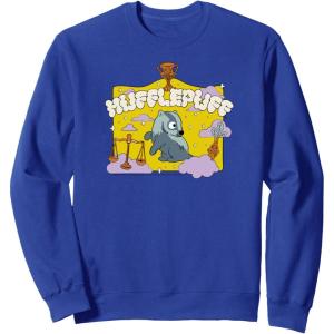 imageAmazon Essentials Harry Potter Hogwarts Hufflepuff House Cartoon Scene SweatshirtRoyal Blue