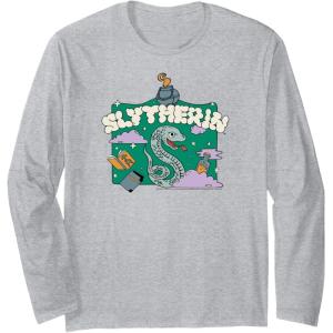 imageAmazon Essentials Harry Potter Hogwarts Slytherin House Cartoon Scene Long Sleeve TShirtHeather Grey