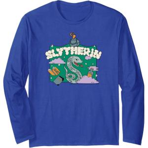 imageAmazon Essentials Harry Potter Hogwarts Slytherin House Cartoon Scene Long Sleeve TShirtRoyal Blue