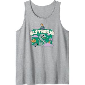 imageAmazon Essentials Harry Potter Hogwarts Slytherin House Cartoon Scene Tank TopHeather Grey