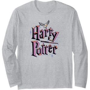 imageAmazon Essentials Harry Potter Multicolor Purple Logo Long Sleeve TShirtHeather Grey