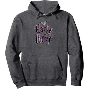 imageAmazon Essentials Harry Potter Multicolor Purple Logo Pullover HoodieDark Heather Grey