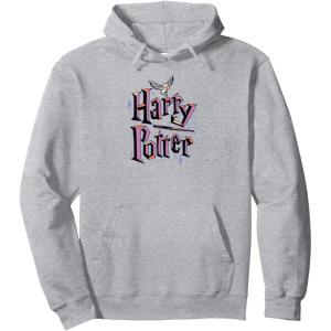 imageAmazon Essentials Harry Potter Multicolor Purple Logo Pullover HoodieHeather Grey
