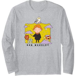 imageAmazon Essentials Harry Potter Ron Weasley Icons Cartoon Portrait Long Sleeve TShirtHeather Grey