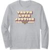 imageAmazon Essentials DC Comics Wonder Woman Truth Love Justice Long Sleeve TShirtHeather Grey