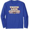 imageAmazon Essentials DC Comics Wonder Woman Truth Love Justice Long Sleeve TShirtRoyal Blue