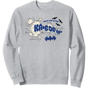 imageAmazon Essentials DC Comics Batman Comic Kaboom Ready for Action SweatshirtHeather Grey