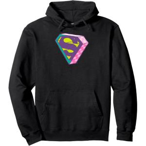 imageAmazon Essentials DC Comics Superman Bright Checkerboard 3D Logo Pullover HoodieBlack