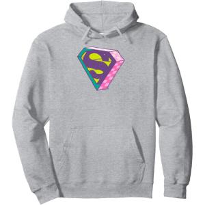 imageAmazon Essentials DC Comics Superman Bright Checkerboard 3D Logo Pullover HoodieHeather Grey