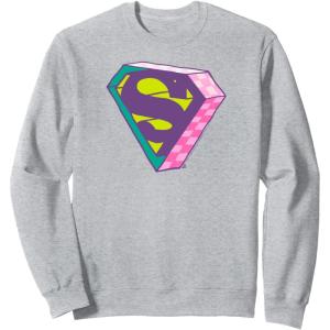 imageAmazon Essentials DC Comics Superman Bright Checkerboard 3D Logo SweatshirtHeather Grey