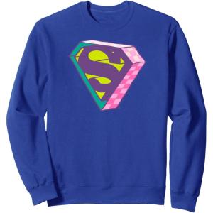 imageAmazon Essentials DC Comics Superman Bright Checkerboard 3D Logo SweatshirtRoyal Blue