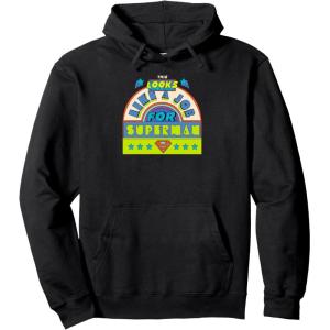 imageAmazon Essentials DC Comics This Looks Like a Job for Superman Pullover HoodieBlack