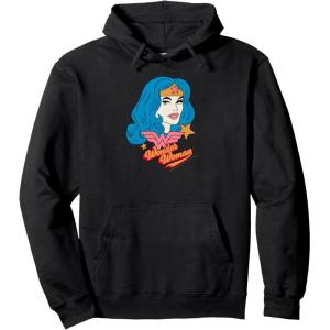 imageAmazon Essentials DC Comics Wonder Woman Comic Portrait Pullover HoodieBlack