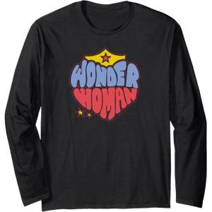 imageAmazon Essentials DC Comics Wonder Woman Heart Shaped Logo Long Sleeve TShirtBlack
