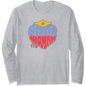 imageAmazon Essentials DC Comics Wonder Woman Heart Shaped Logo Long Sleeve TShirtHeather Grey