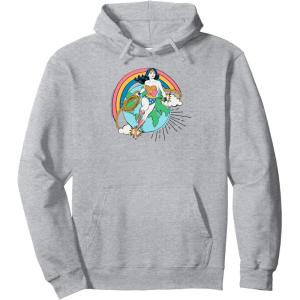 imageAmazon Essentials DC Comics Wonder Woman Lasso Rainbow World Pullover HoodieHeather Grey