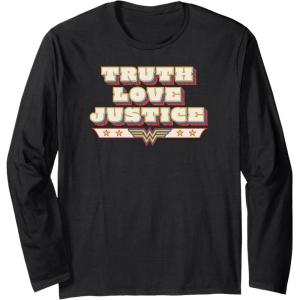 imageAmazon Essentials DC Comics Wonder Woman Truth Love Justice Long Sleeve TShirtBlack