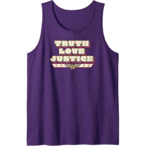imageAmazon Essentials DC Comics Wonder Woman Truth Love Justice Tank TopPurple