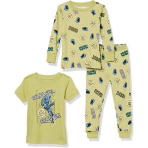 imageAmazon Essentials Marvel Boys and Toddlers SnugFit Pajama Sleep Sets 3PieceMarvel Black Panther