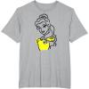 imageAmazon Essentials Mens Princess Belle Linework Portrait TShirt White SmallHeather Grey