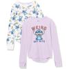 imageAmazon Essentials Disney  Marvel  Star Wars  Frozen Girls and Toddlers LongSleeve Thermal TShirts Pack of 2Stitch Pizza