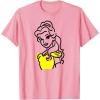 imageAmazon Essentials Mens Princess Belle Linework Portrait TShirt White SmallPink