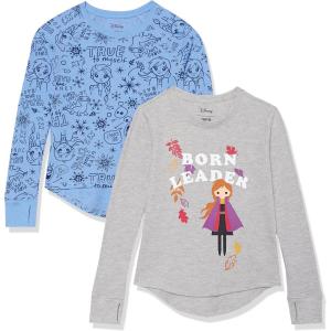 imageAmazon Essentials Disney  Marvel  Star Wars  Frozen Girls and Toddlers LongSleeve Thermal TShirts Pack of 2Frozen 2 Born Leader