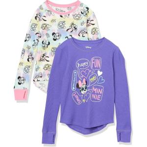 imageAmazon Essentials Disney  Marvel  Star Wars  Frozen Girls and Toddlers LongSleeve Thermal TShirts Pack of 2PurpleMinnie